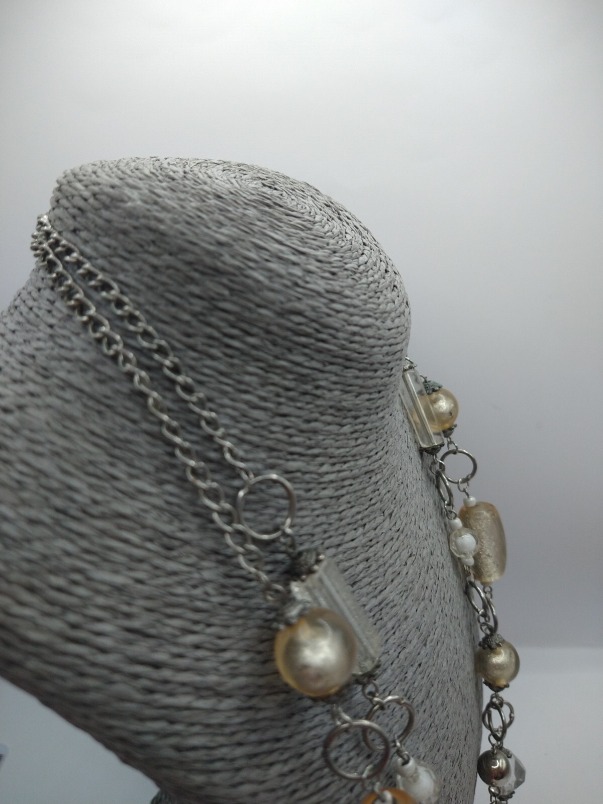 Necklace y2k metal glass silver tone retro Christmas Cottagecore Statement