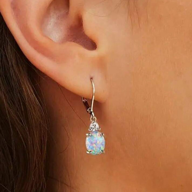 Natural Fire Opal Dangle Earrings Chakra Healing Delicate Women Drop Jewelry