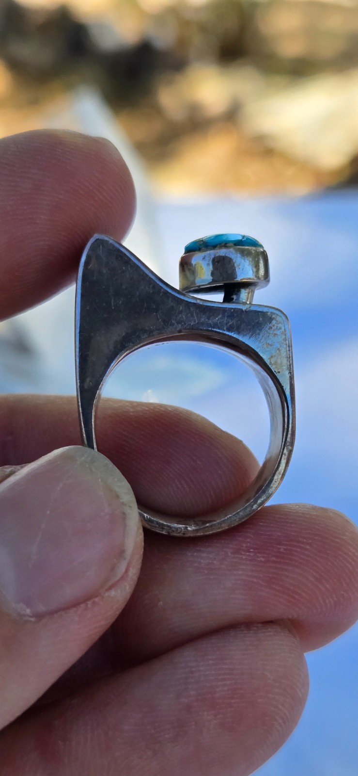 Old Pawn Southwest Native Style Sterling Silver 925 Turquoise Ring Size US 7