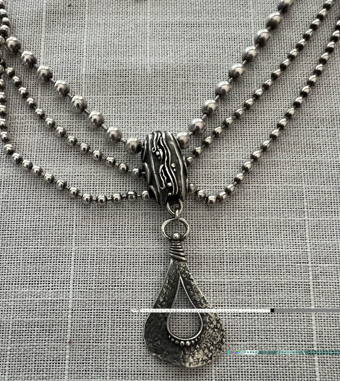 Silpada Multi Strand S.S Beaded Adjustable Necklace Cascading Pendant ..