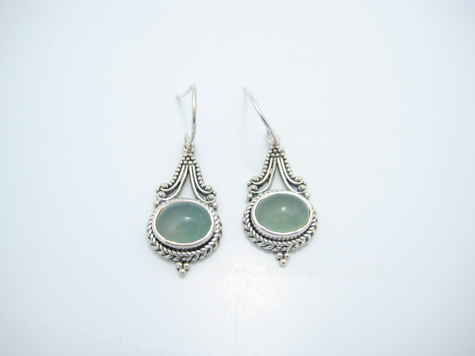 Samuel B Benham Sterling Silver Green Stone Dangle Earrings