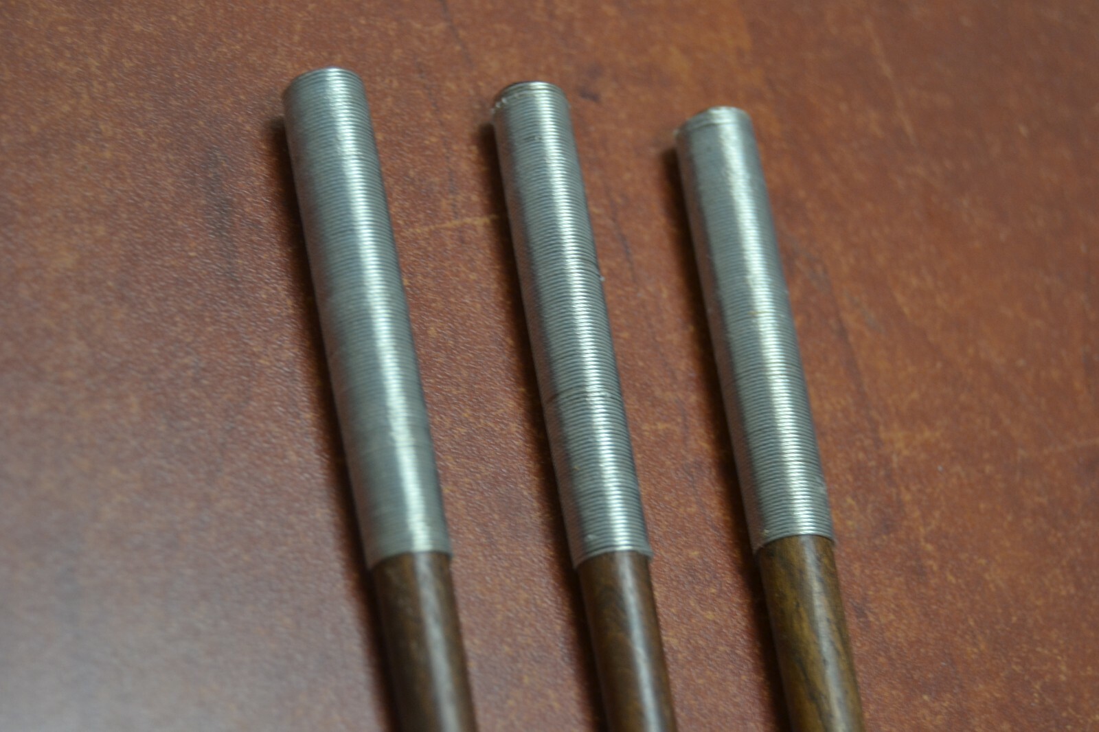3 PCS HANDMADE SILVER PLATED RIM WOOD HAIR STICKS #HP-106