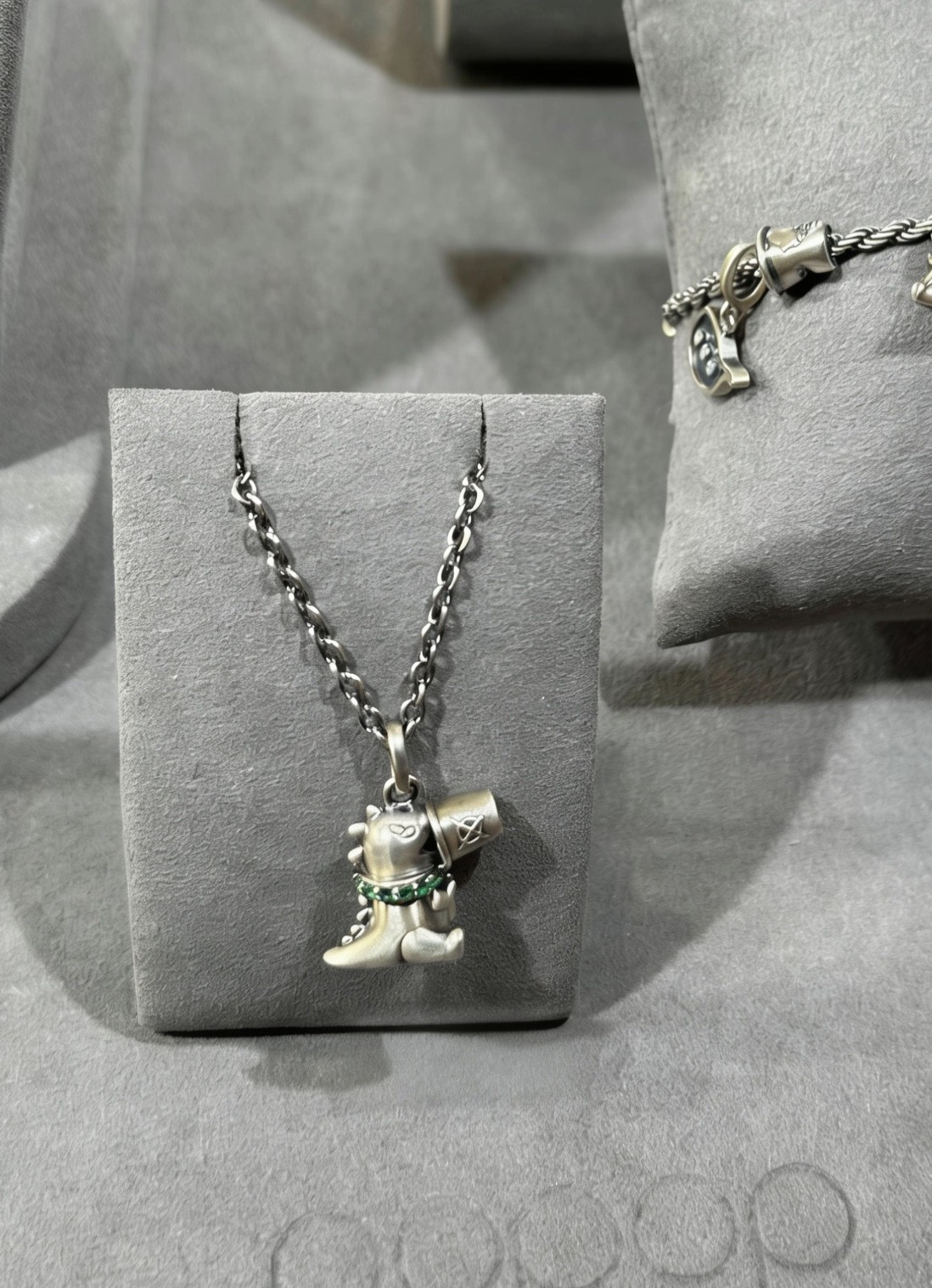 Authentic new Popop Hirono Series Dinosaur necklace One 925 Silver 45cm+5cm