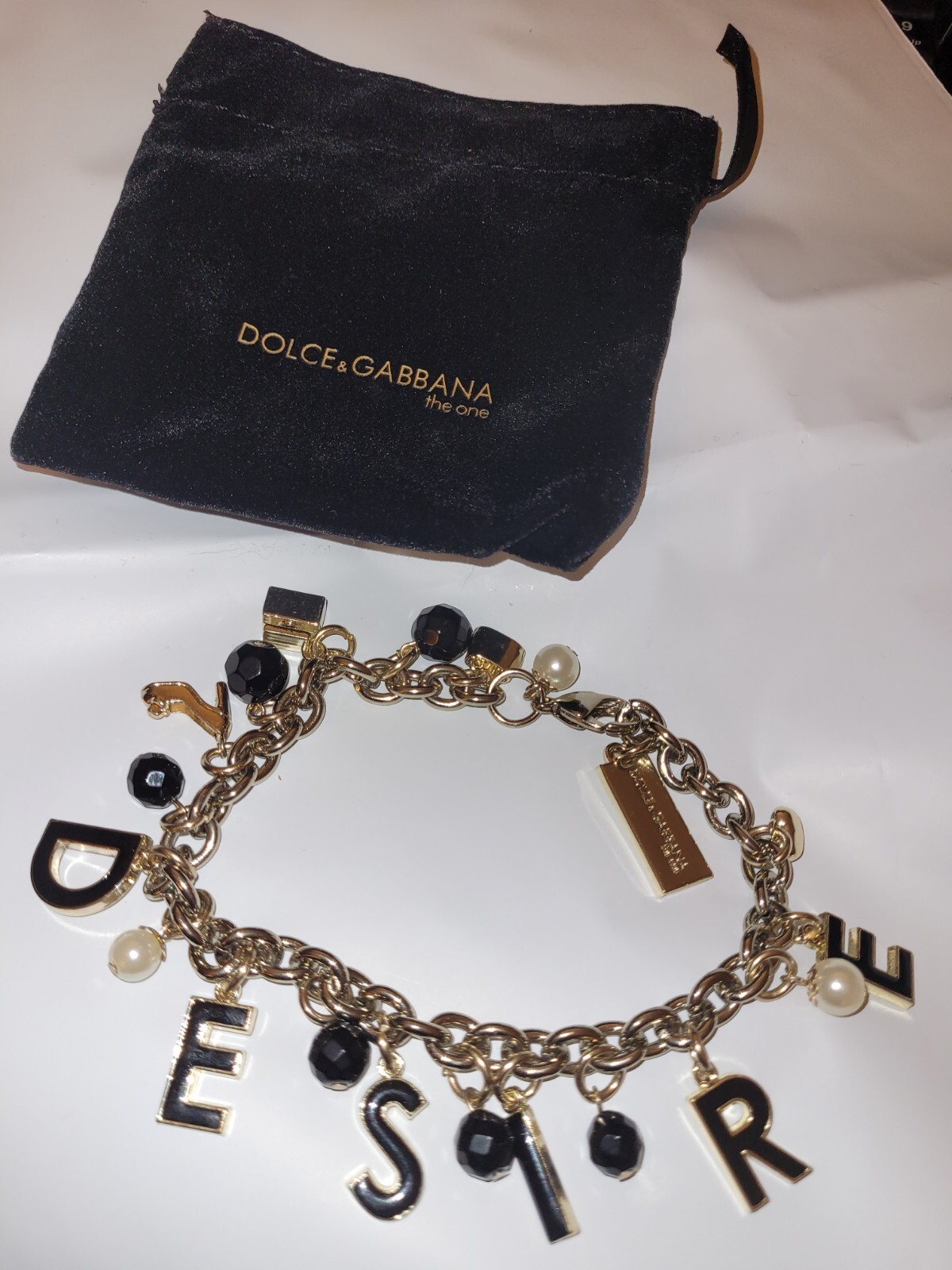 New Women Silver Tone Dolce and Gabbana The One Desire Perfume Charm Bracelet