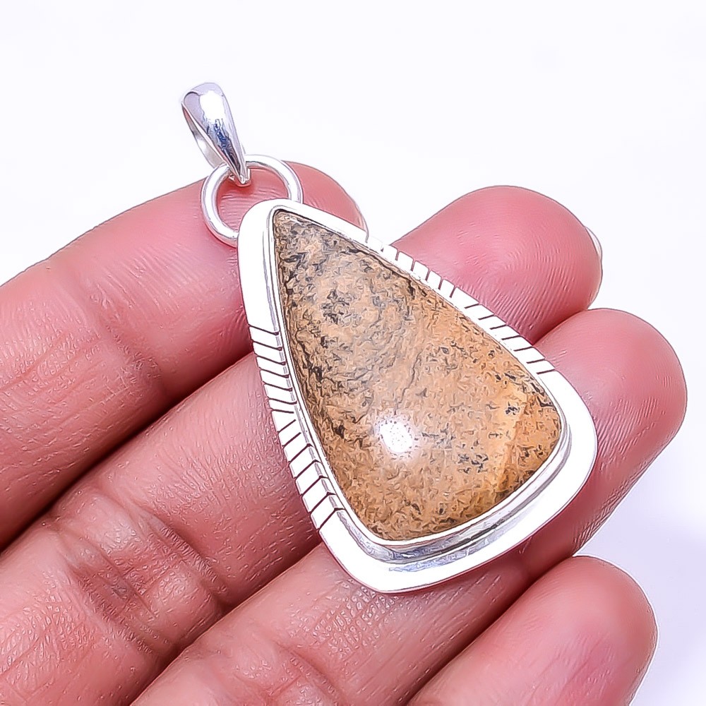 Picture Jasper – Oregon 925 Sterling Silver Pendant 1.95″, Christmas Gift P39729