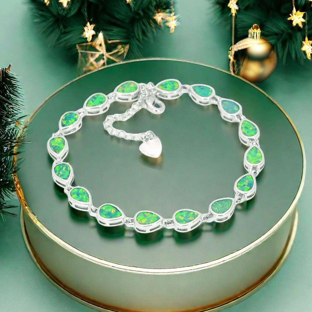 Hawaii Green Opal Water Drop Bracelet 925 Sterling Sliver Jewelry For Women Girl