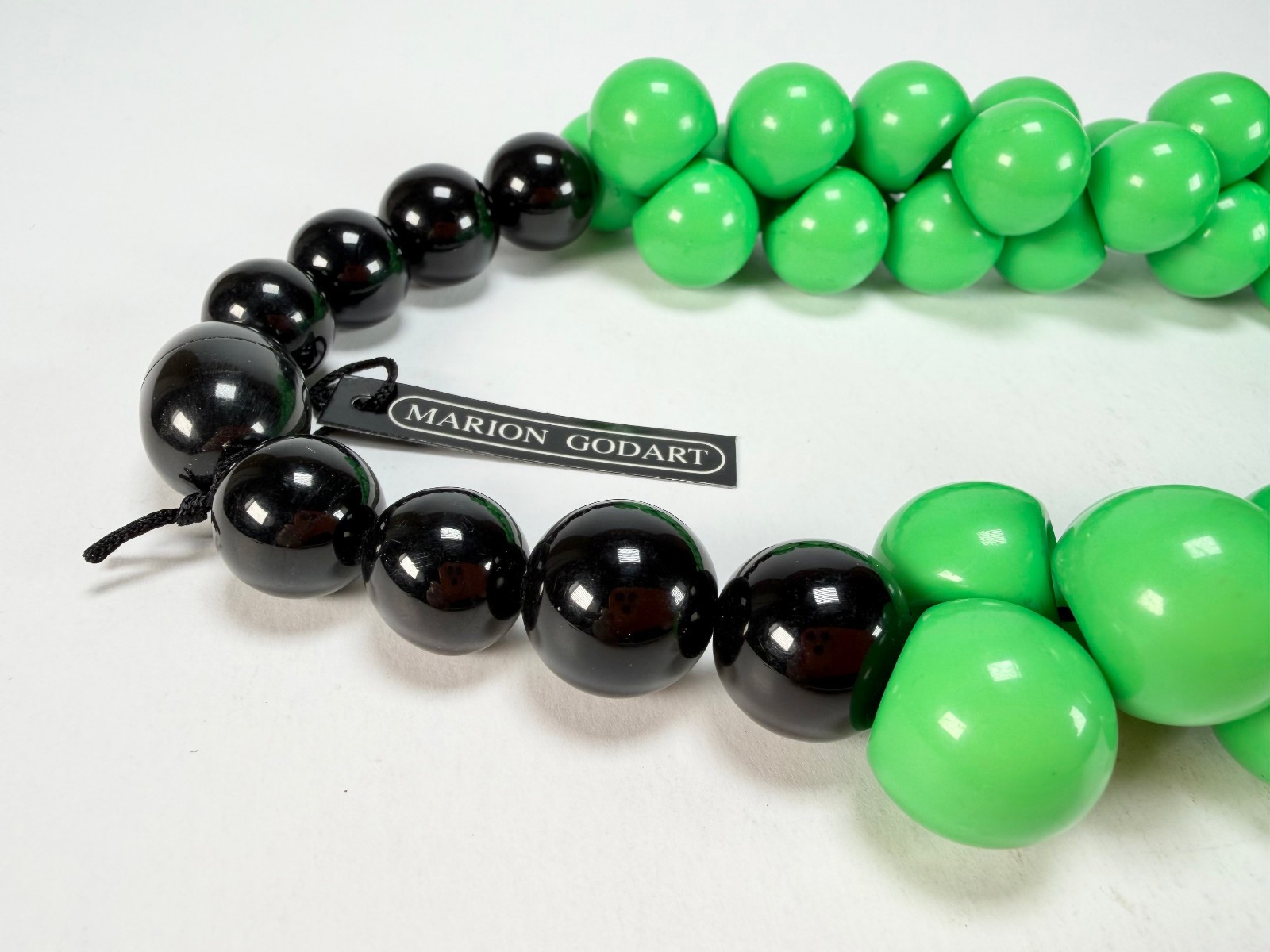 Marion Godart – Grapes “Poignée” Bright Green Large Cluster Resin Necklace