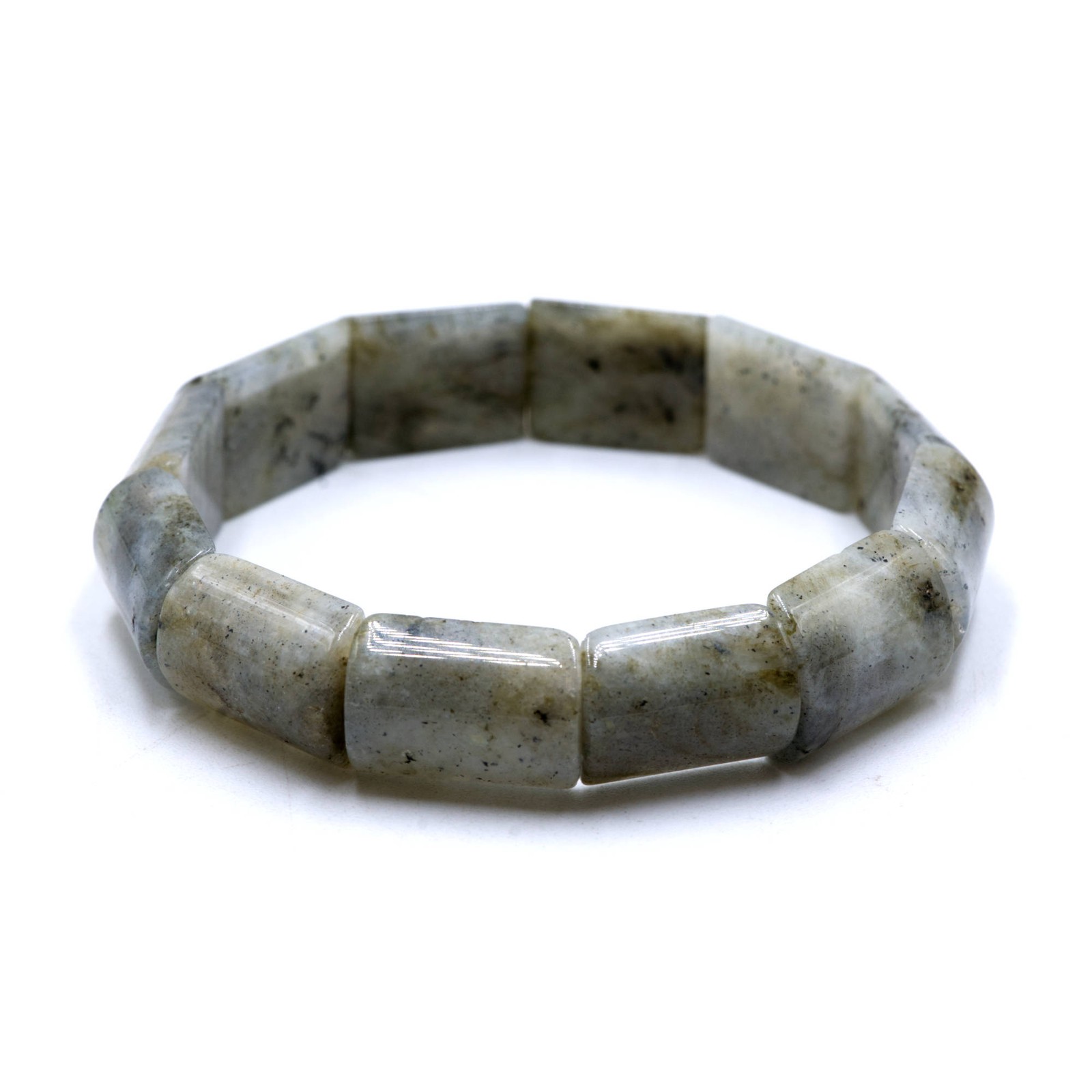 Labradorite Double Drill Elastic Bracelet Bead Size 13x18mm 7.5” Length