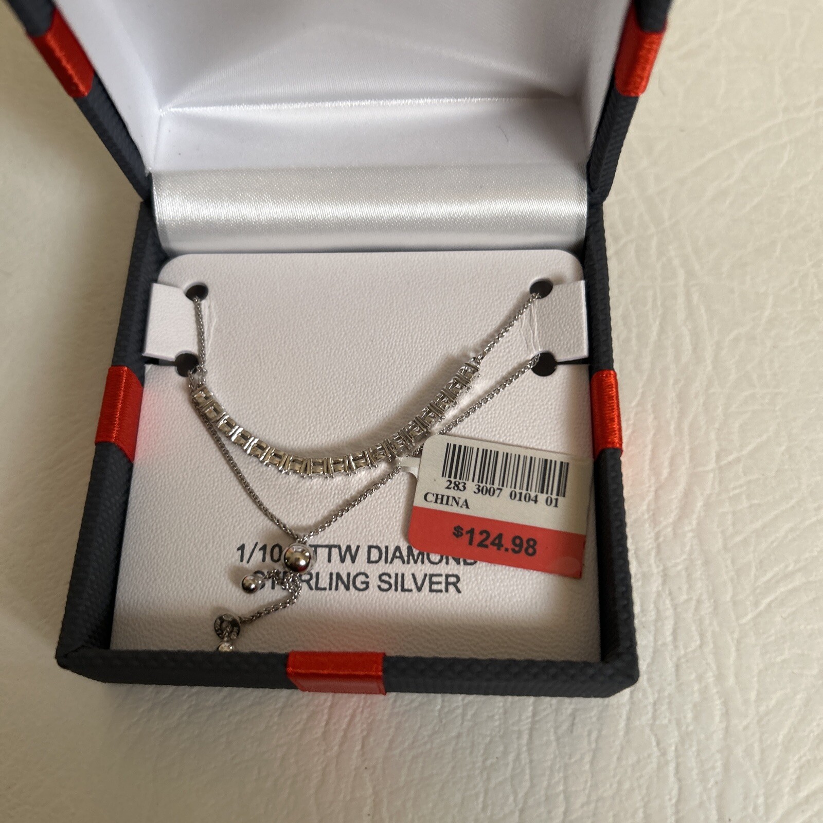 Sterling Silver 1/10 CCTW DIAMOND Adjustable Bolo NIB