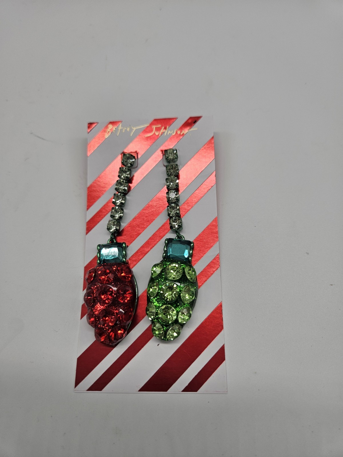 NWT Betsey Johnson Christmas Lights Mismatched Earrings, Red & Green Bulbs