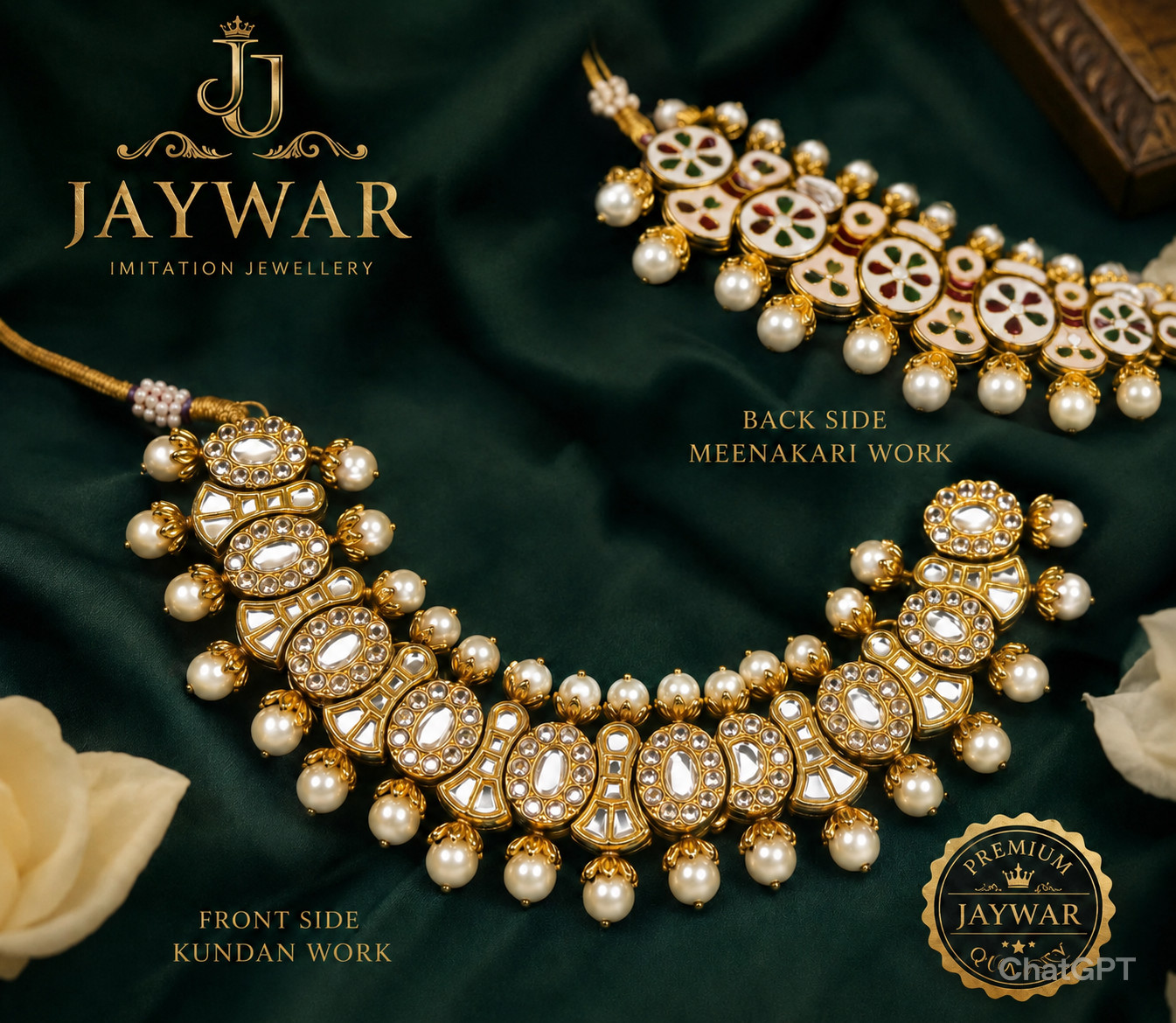 Jaywar Kundan Meenakari Choker Necklace Earrings Set Women Wedding Jewelry