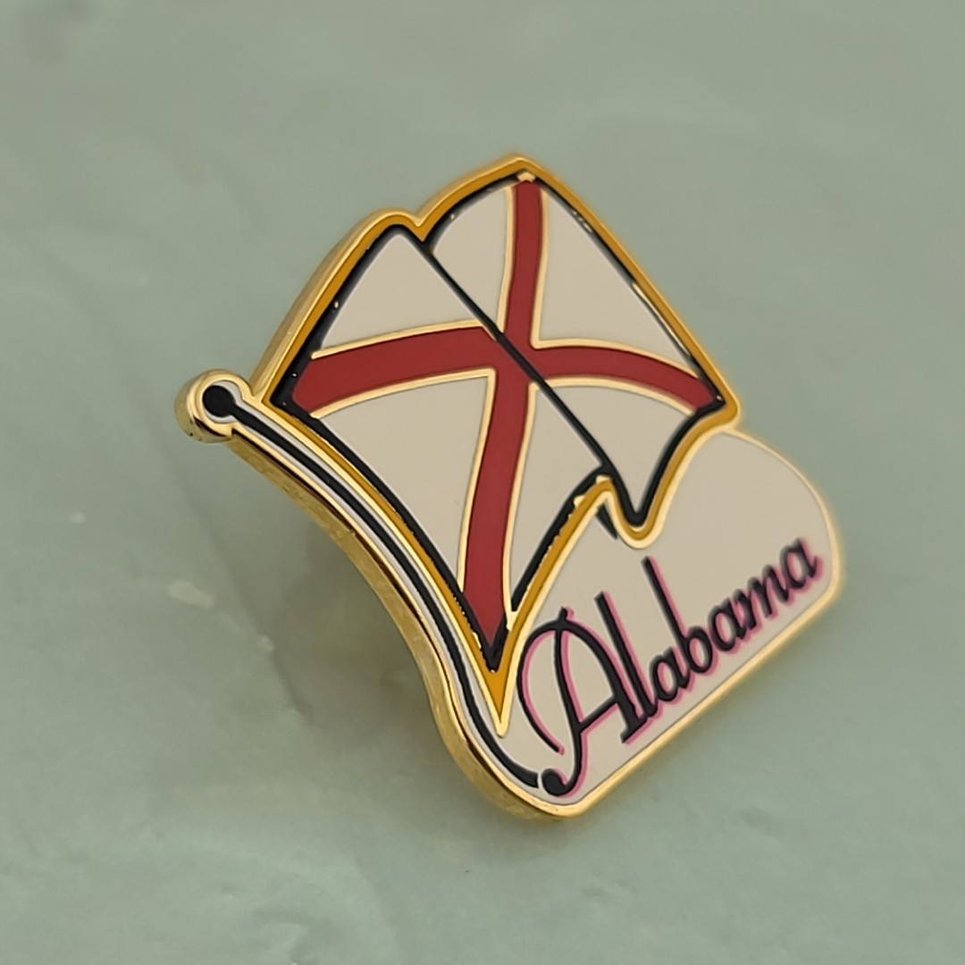 State of Alabama AL Flag Bike Motorcycle Hat Cap lapel Pin