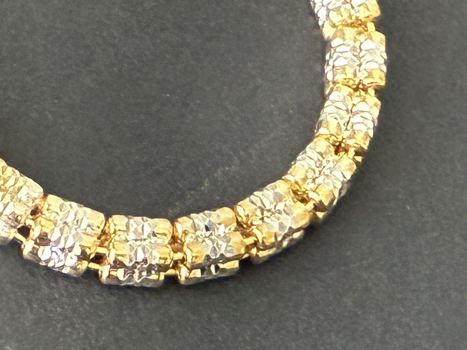 Sterling Silver 925 four barrel bracelet 7” 3mm/ Two tone Silver and Gold