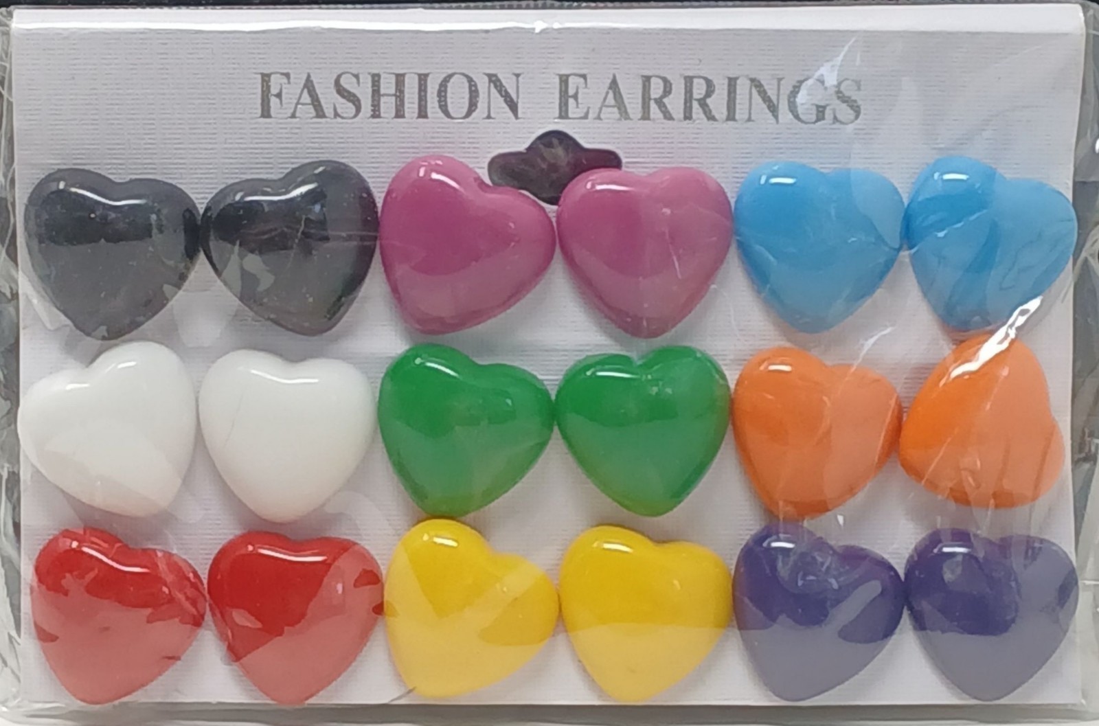 9 Pair Heart Earrings Metal Free Plastic Posts & Back VTG New Retro #J-9