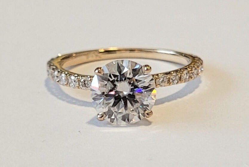 2.50 Carat Charles & Colvard Moissanite & Diamond Ring in 14k Yellow Gold
