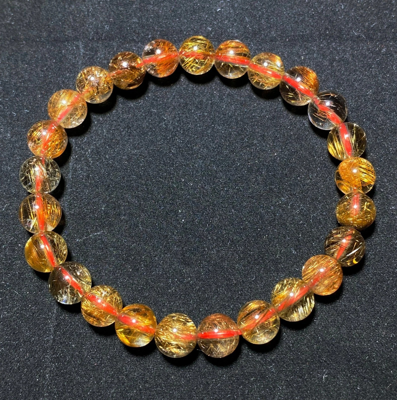7.8mm Natural Red Copper Quartz Crystal Beads Bracelet C1795