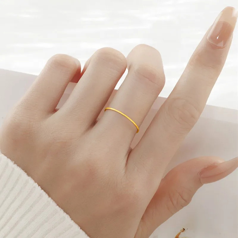 Stackable Ring 0.5mm Thin Matte Stainless Steel Knuckle Midi Women Jewelry