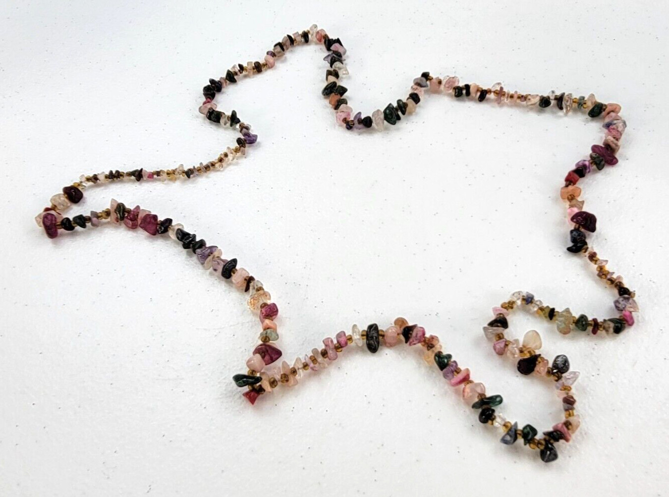 Multicolor Agate Chip Beaded Necklace 35 in Endless No Clasp