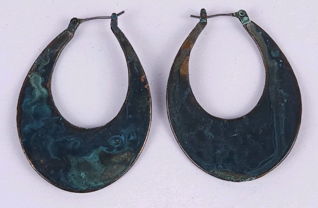 Teardrop Verdigris Copper Swirl Dipped Turquoise Blue Earrings – KC Makers Mark
