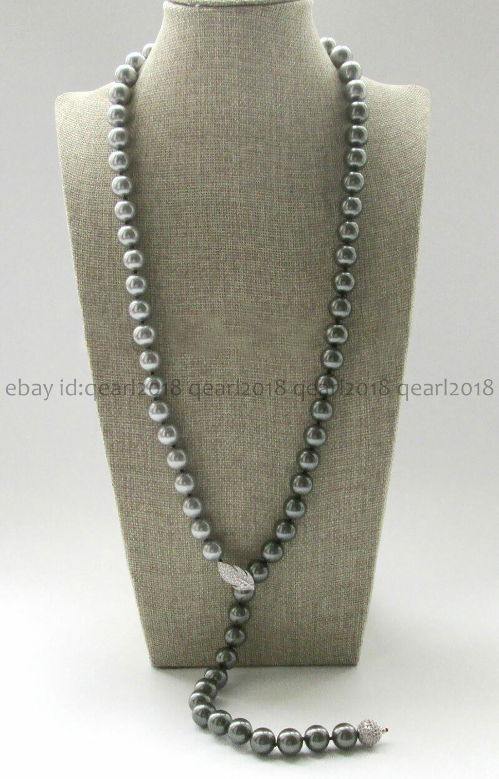 Silver Gray South Sea Shell Pearl Round Beads Necklace 14-50” 8/10/12/14mm