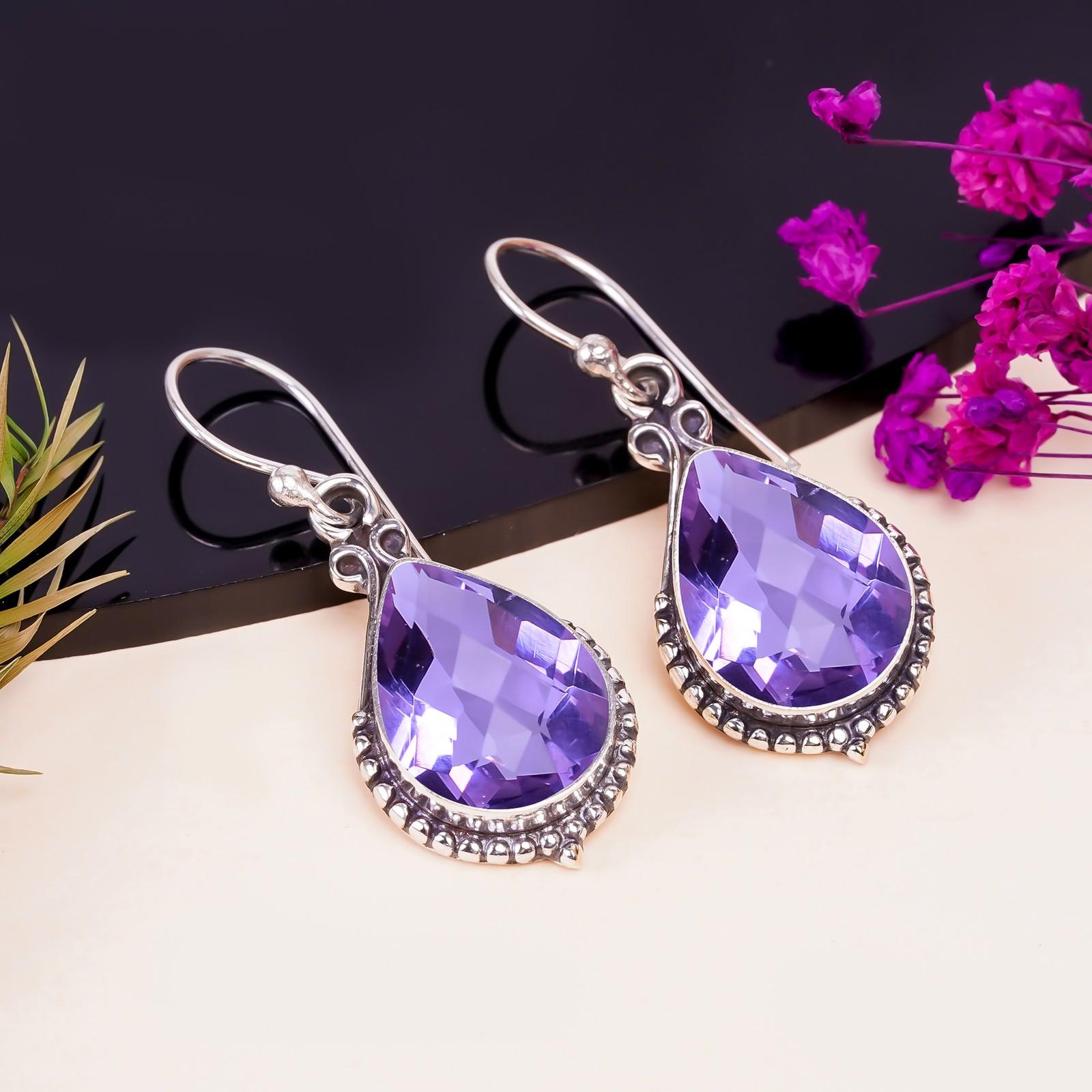 Colour Changing Alexandrite 925 Sterling Silver Earring, Christmas Gift E133513