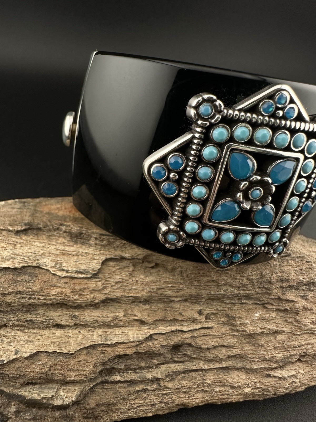 Brighton NEPAL Black Cuff Bangle, Link Bracelet, Necklace and Earrings Set