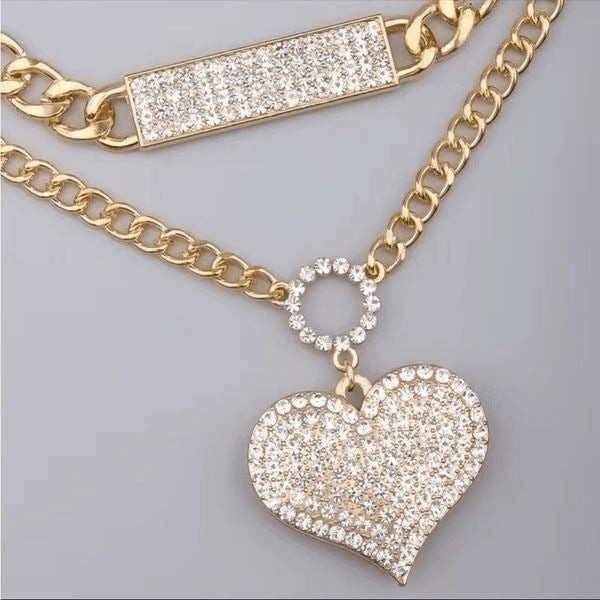 Beautiful rhinestone, gold layered necklaces see pics for measurements