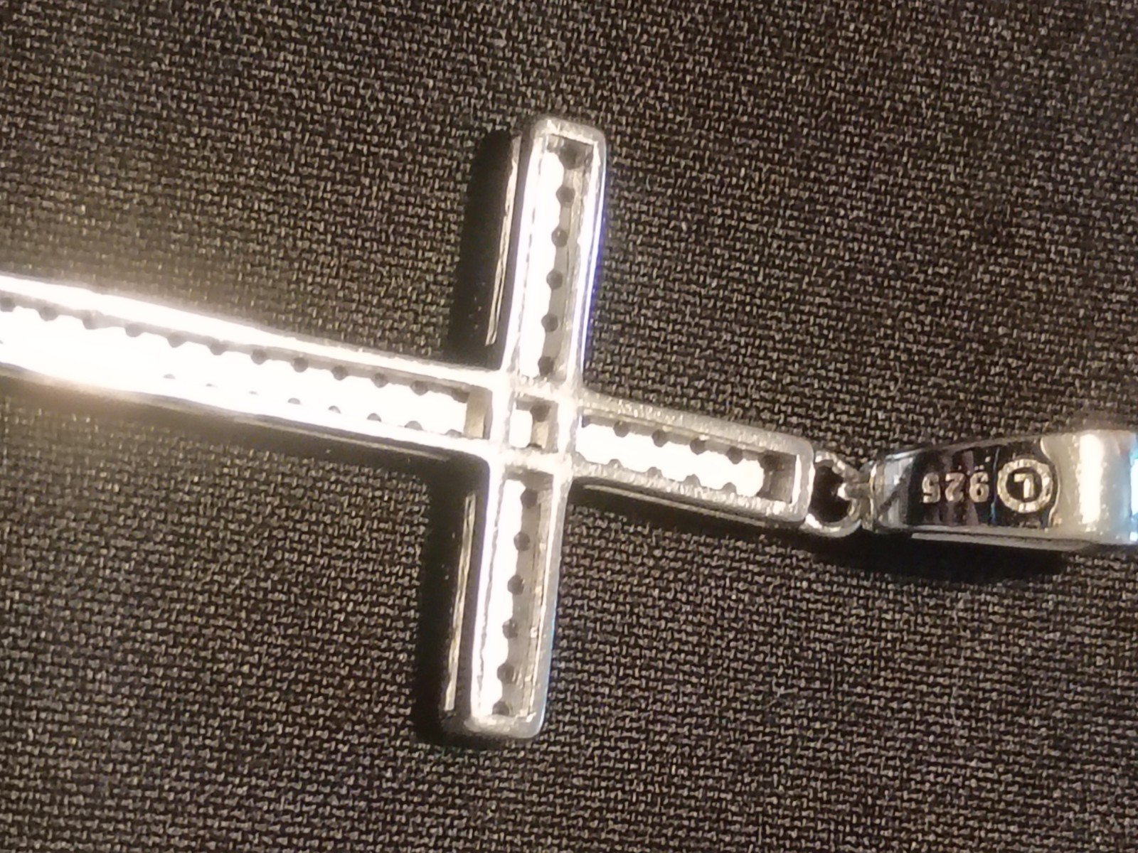 925 Sterling Silver Religious Cross Pendant w/ zirconia