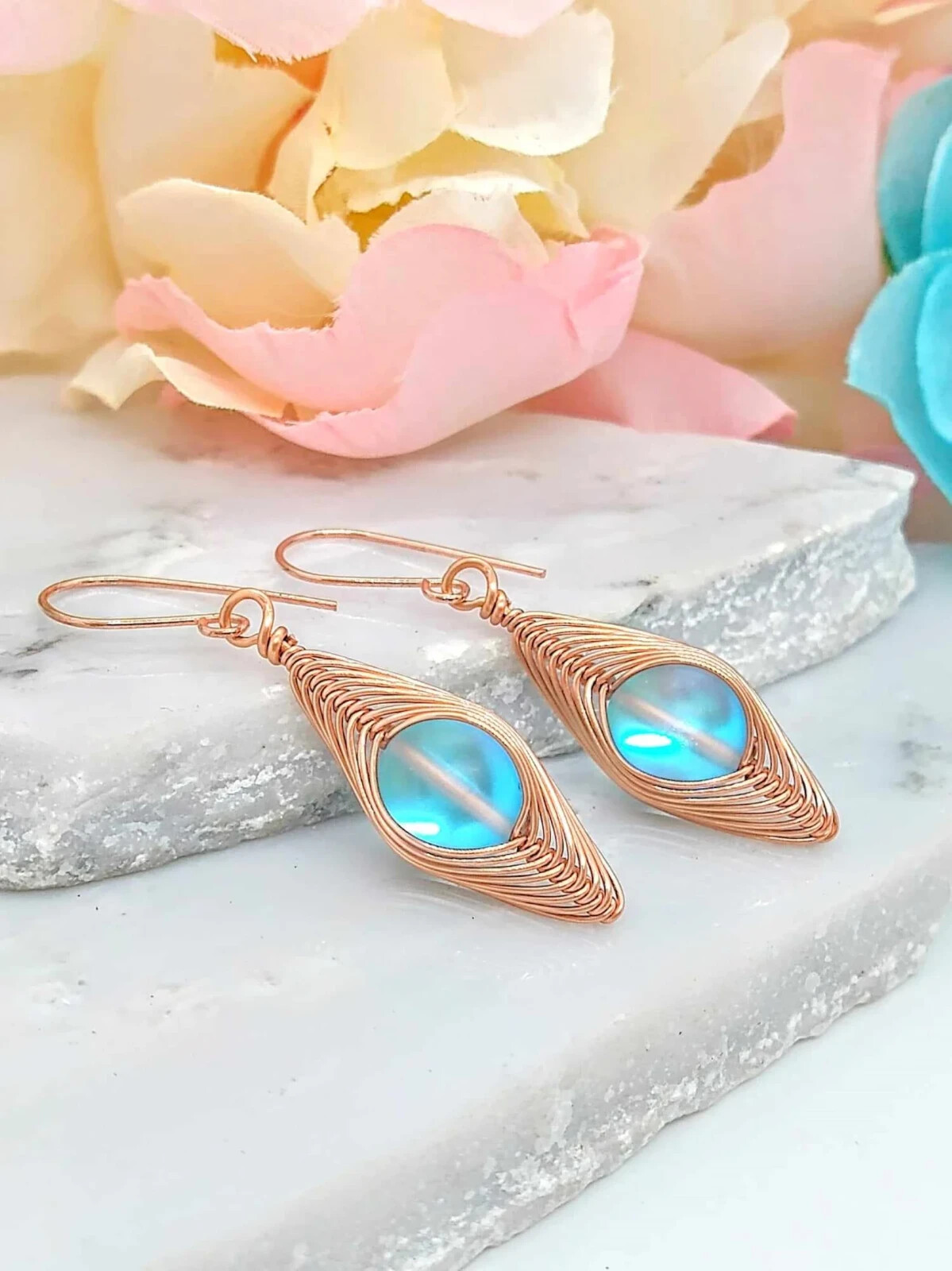 Blue Glowing Earrings Minimalist Style Gift For Her Dangle Earrings Drop Earring