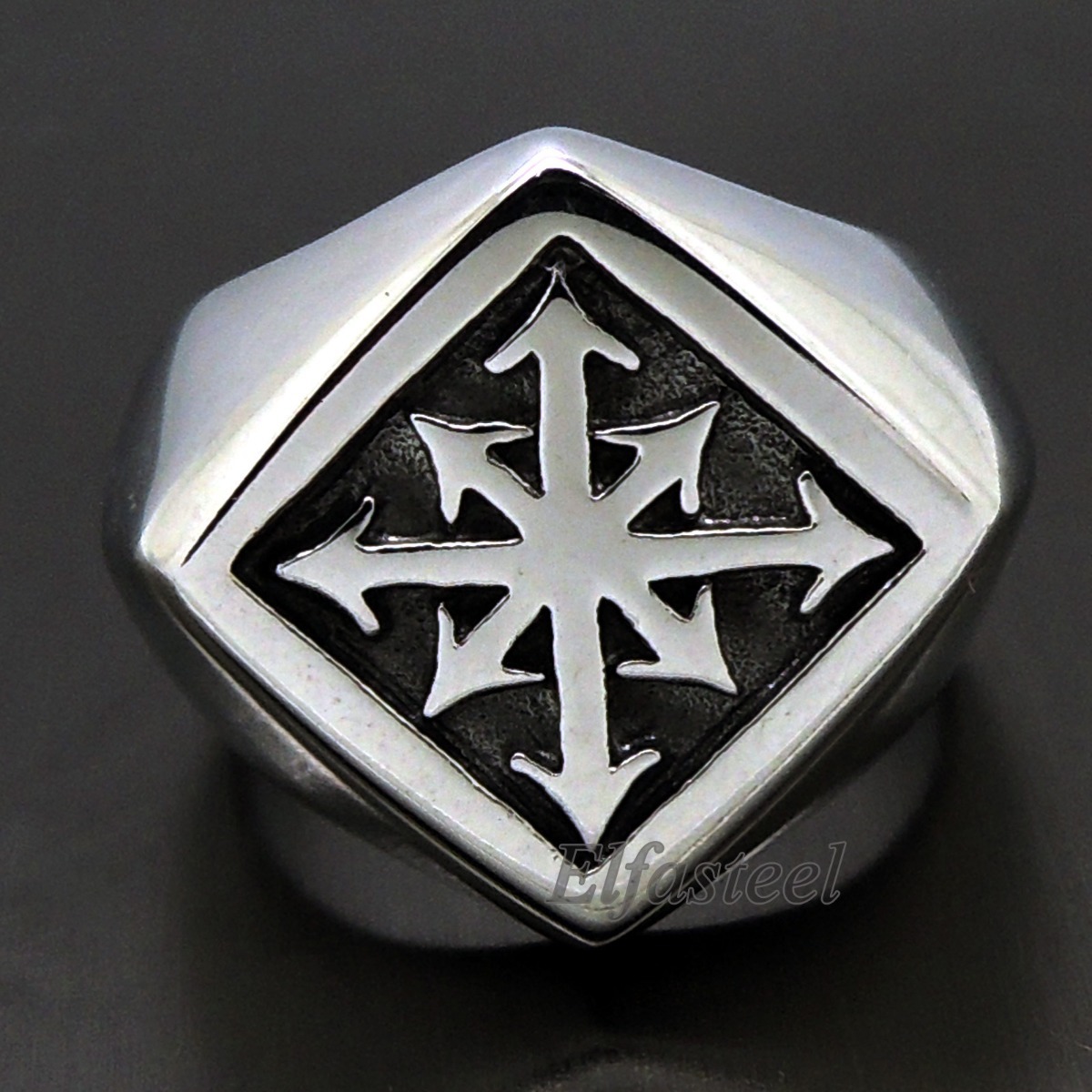 GOTHIC Magic 8 POINTED Chaos Star 316L Stainless Steel Ring