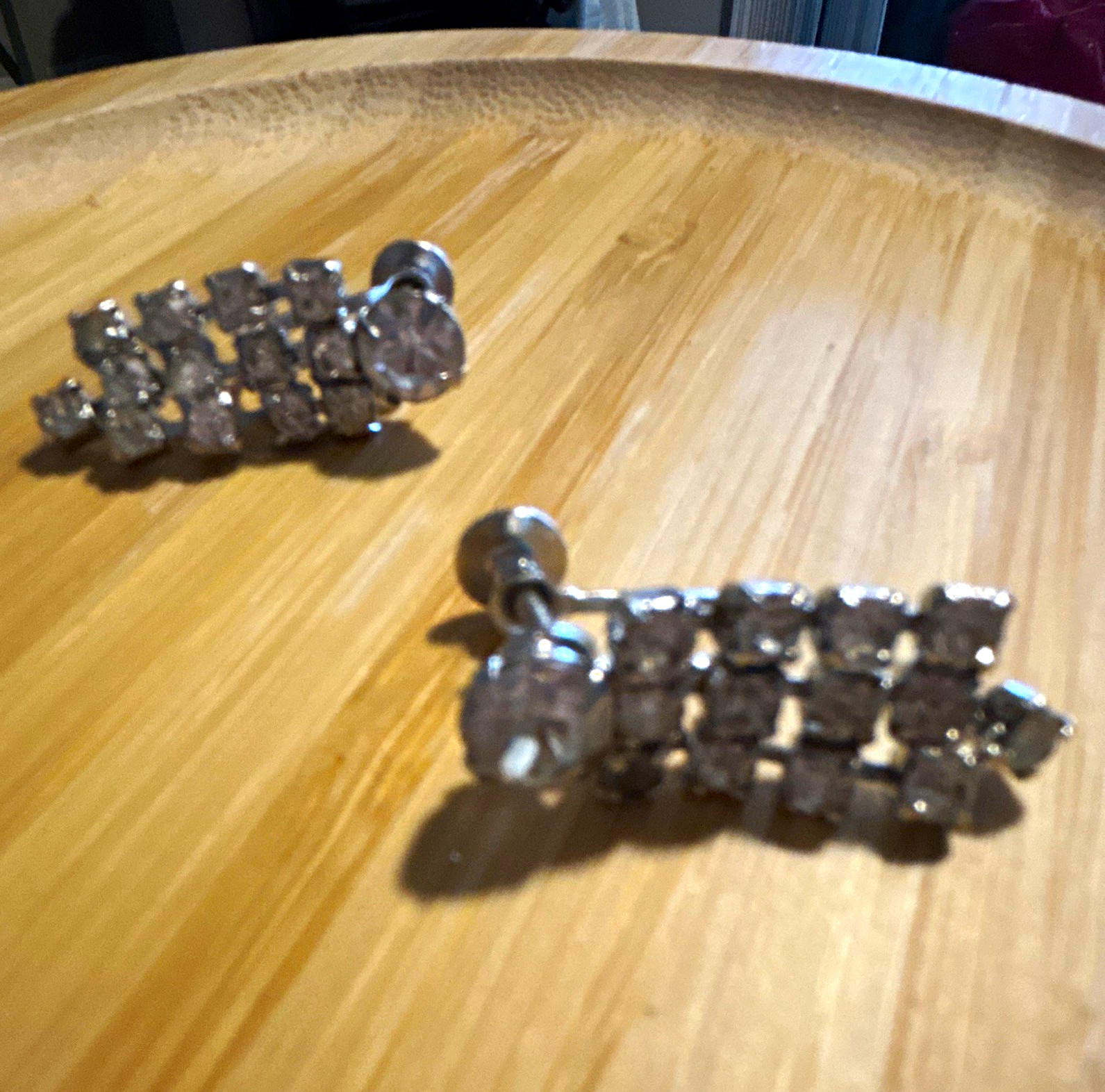 VTG Estate Silver Tone Clear Crystal Rhinestone Dangle Screw Back Earrings