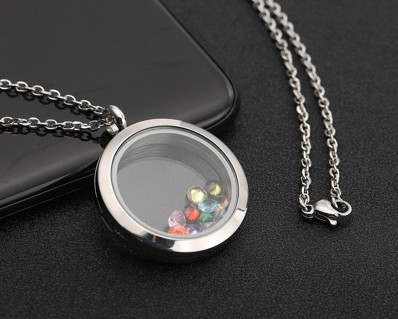 25mm Living Floating Charm Memory Locket Necklace – 316 Surgical Stainless St…