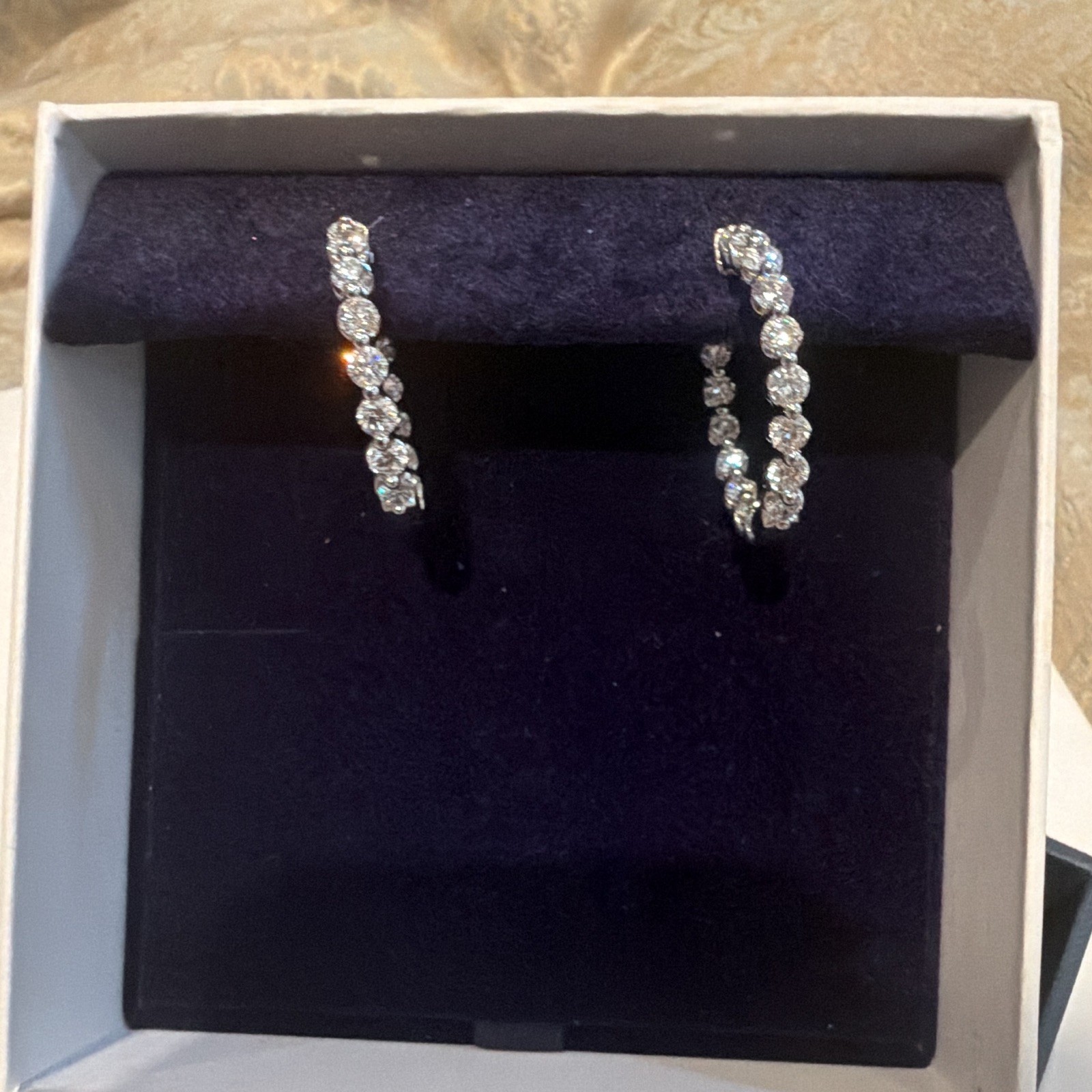 Floating Eternity Hoop Earrings With 5 CTW Round Cut Lab-Grown Diamonds