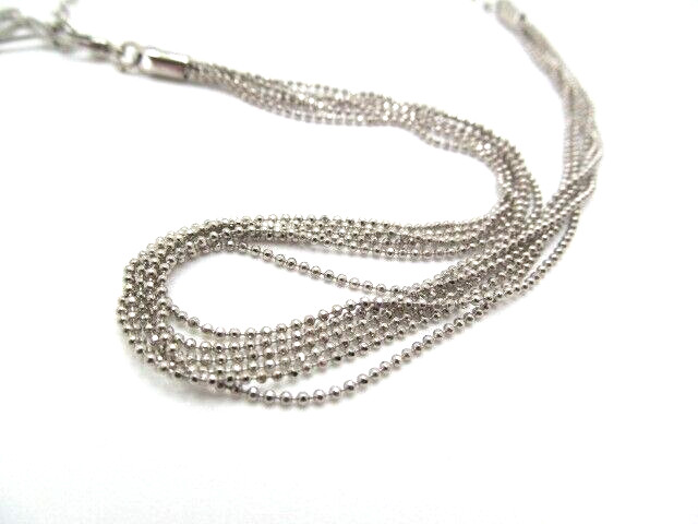 Silver Tone Six Multi Chain Diamond Cut Ball Bead Chain Necklace 11.5 to 17.5 In