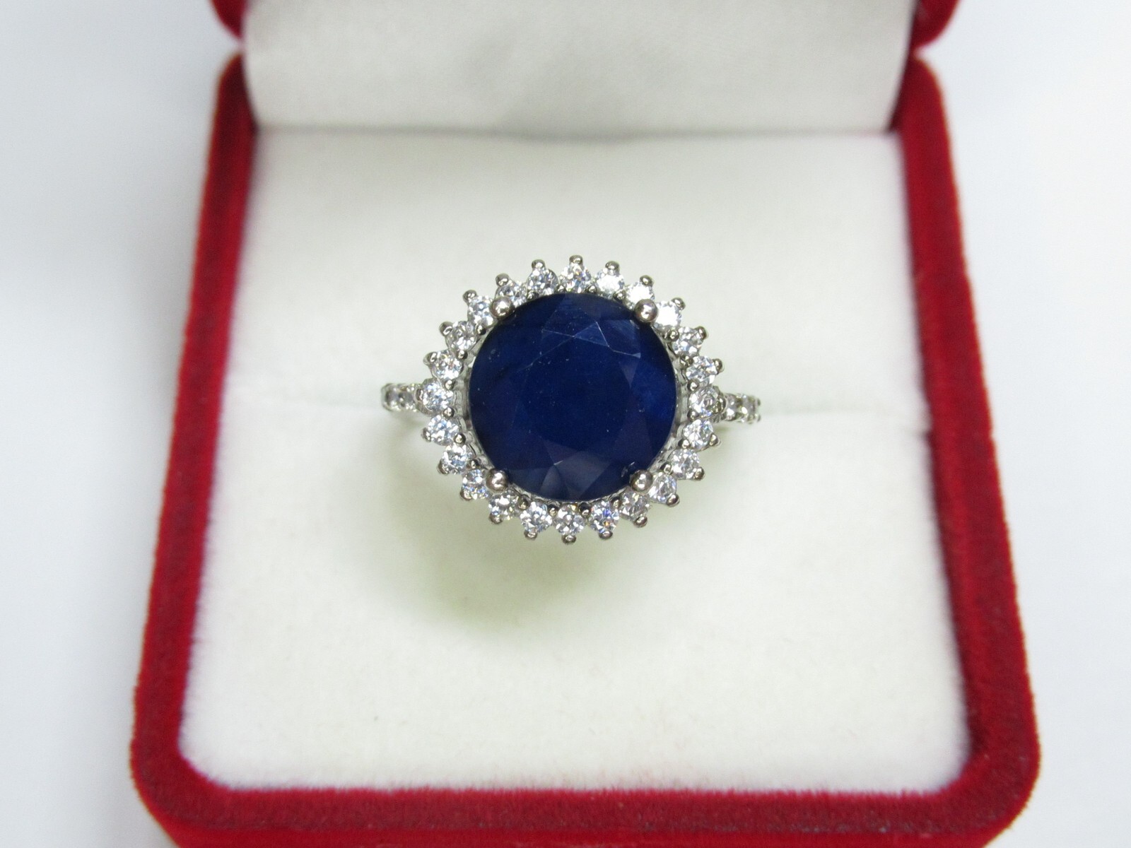 Women’s 925 sterling silver ring, sapphire, cubic zirconia, 3,83 gr, size 6,5.