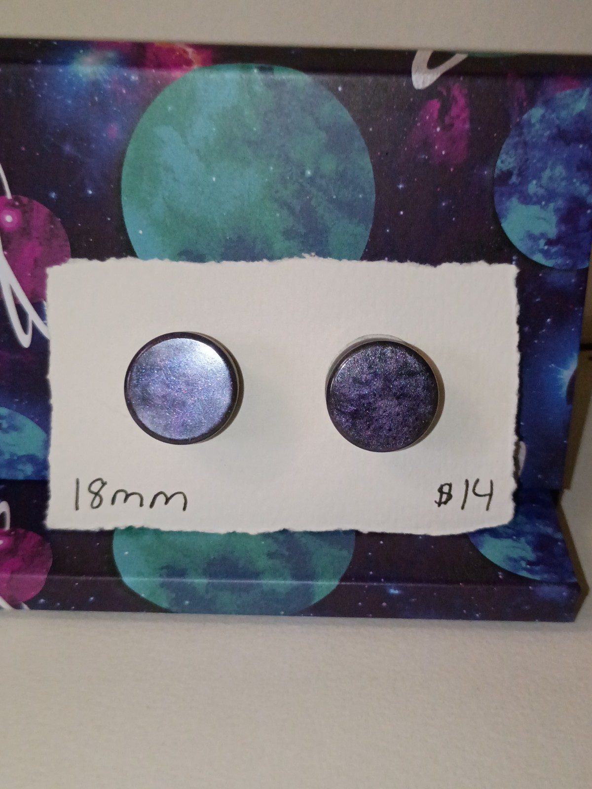 18mm Handmade Purple and Gray Mica Resin Ear Gauges | Shimmering Round Plugs