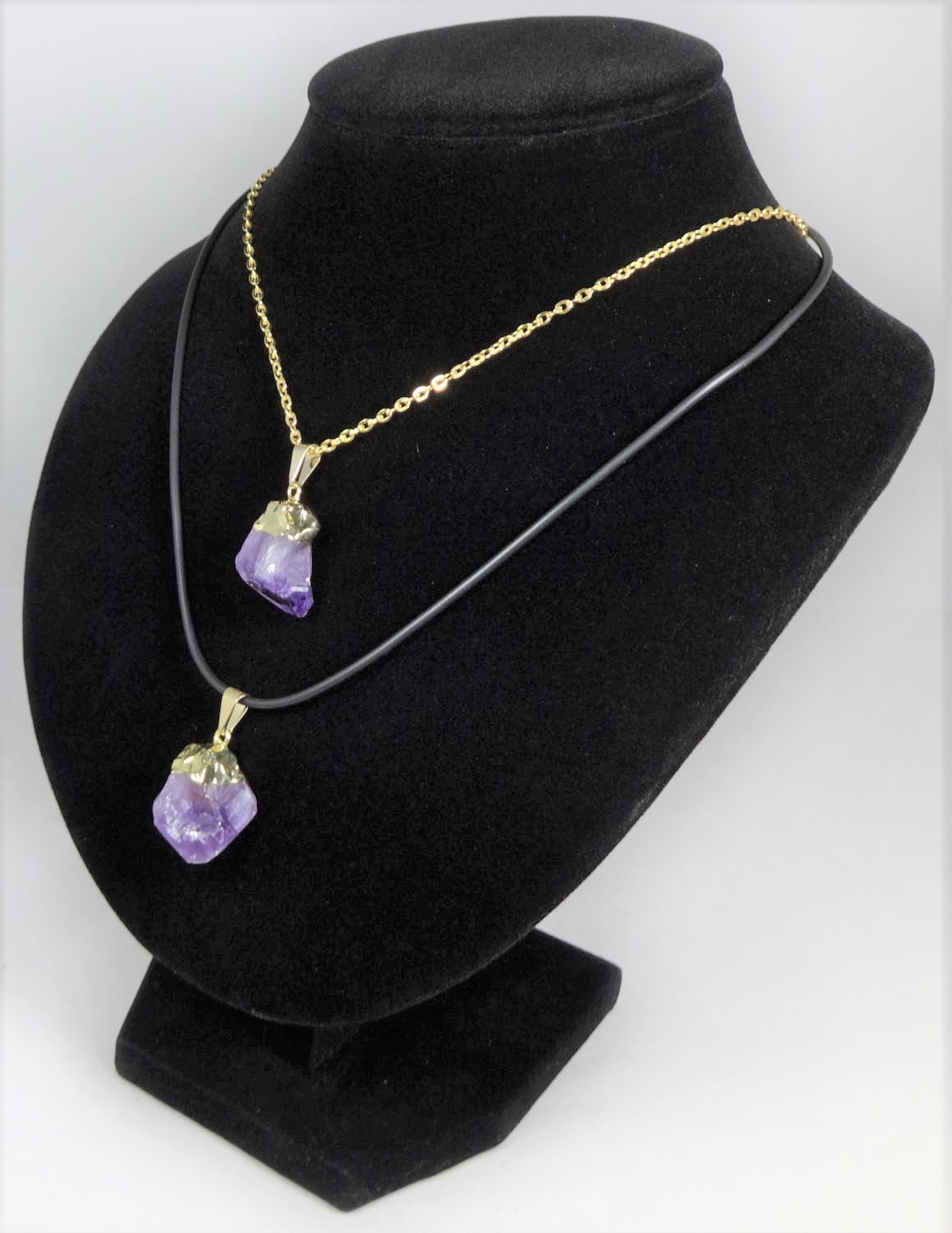 Raw Amethyst Crystal Necklace Gold Pendant LR23 Healing Crystals And Stones