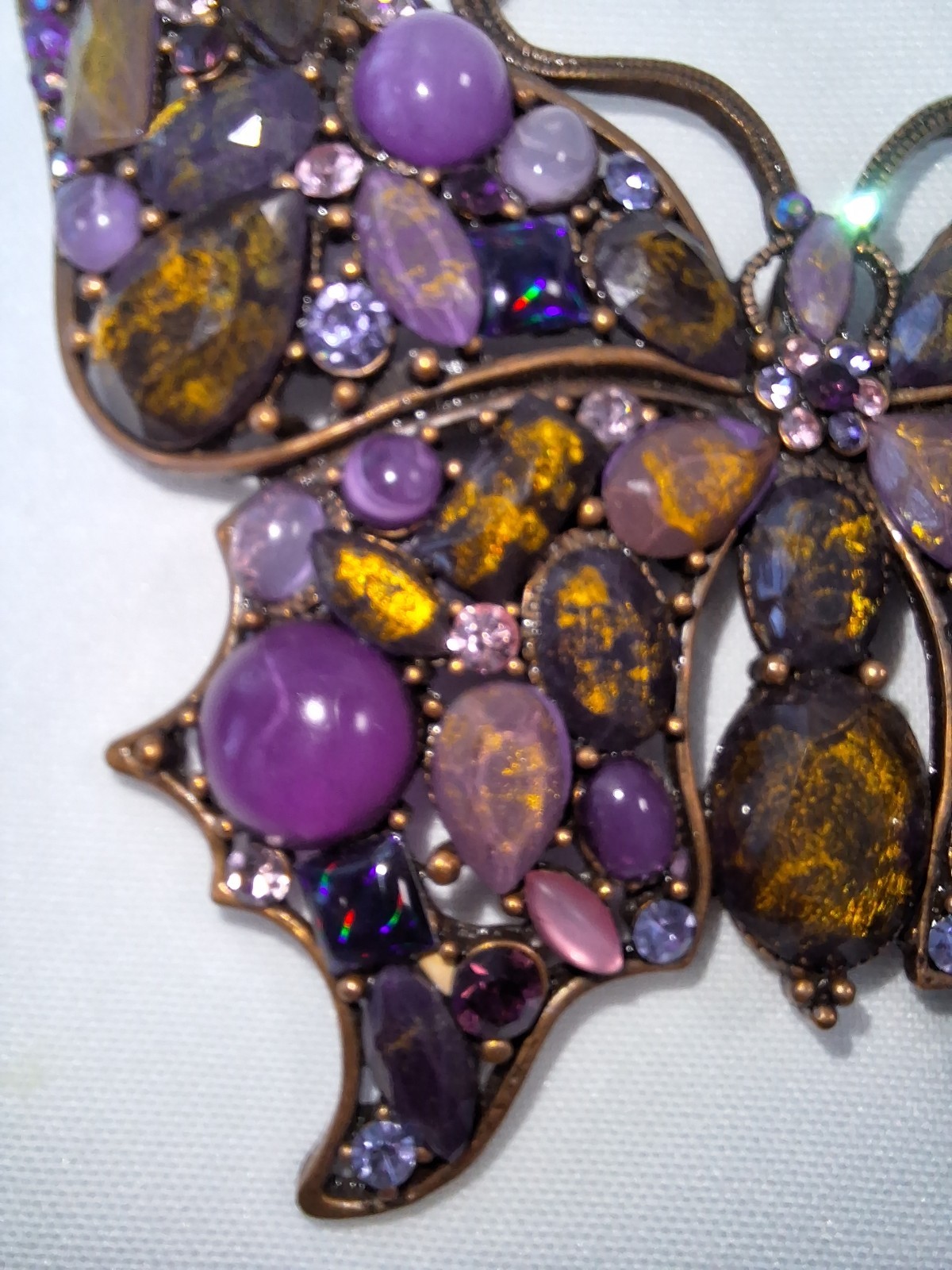 Large Copper Butterfly Gold & Purple Brooch-Pendant