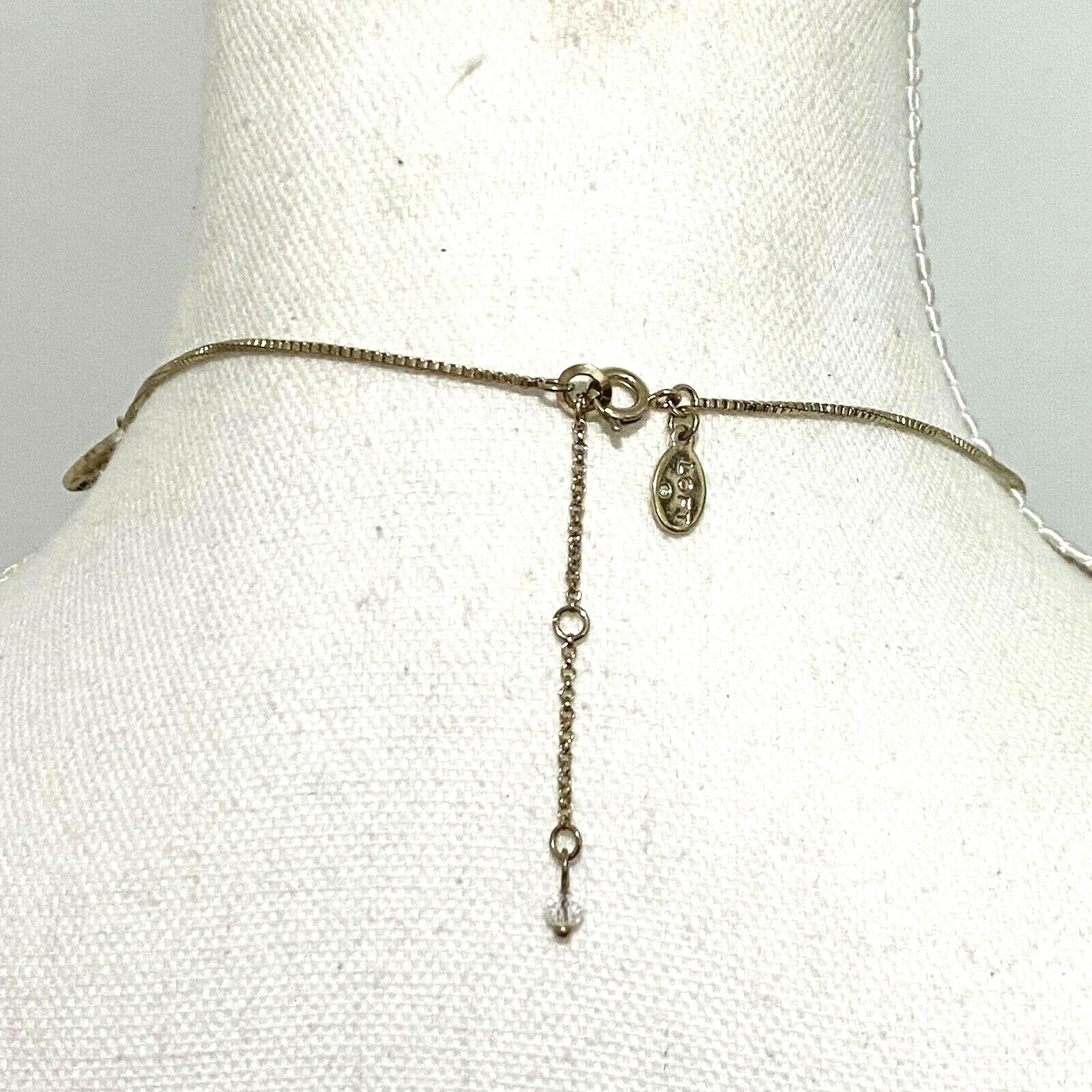 Ann Taylor LOFT Semi Circle Cluster Necklace 18″ Gold Tone Trim Seafoam Green