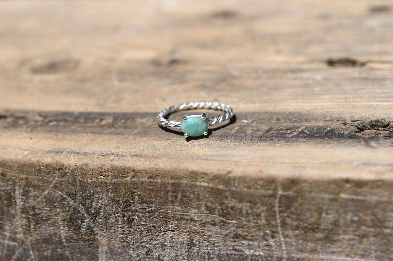 Emerald ring in sterling silver size 7.75, 8, 8.25, 8.5, 8.75