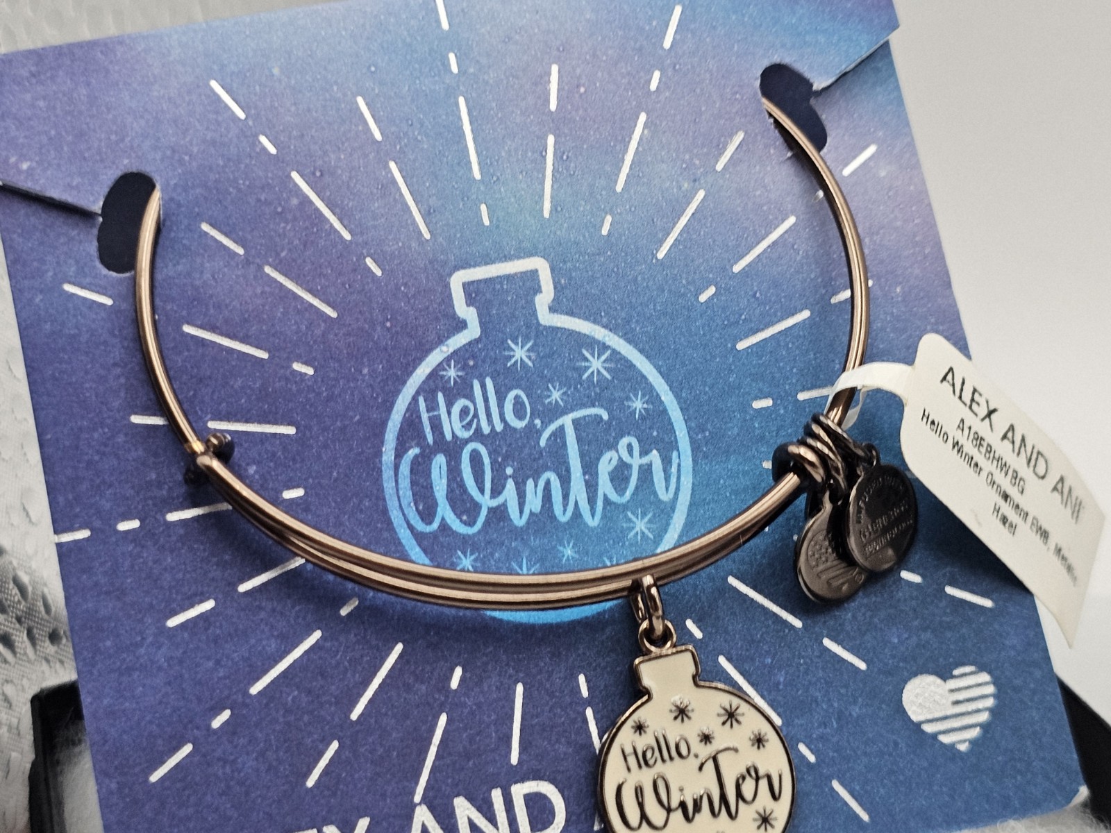 Authentic Alex & Ani Hello Winter Ornament, Metallic Hazel Charm Bracelet ✨️ 🎄