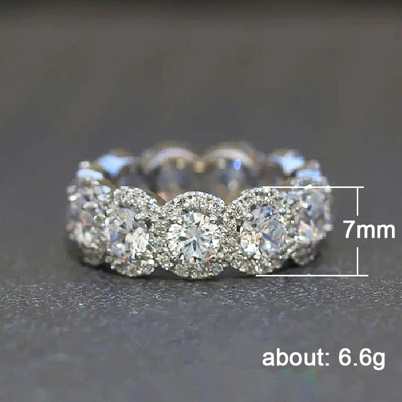 Promise Band Ring Silver Tone Simulated Zirconia Prong Setting Womens Jewelry