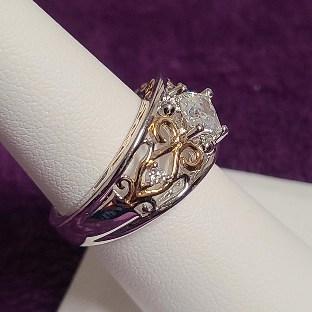 Moissanite Fire 0.86ctw Platineve & 14k Yellow Gold over Platineve 2 Tone Ring