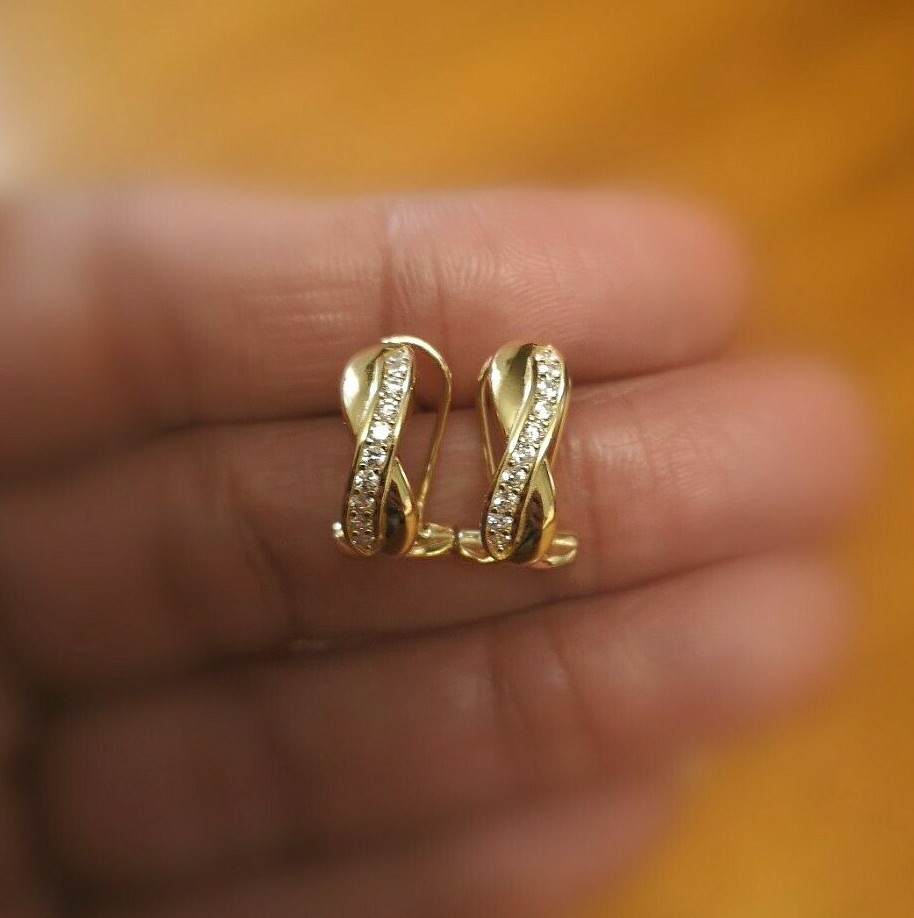 1/2 Ct Simulated Diamond Hoop Earrings Women Men Earrings 14K Gold Plated Silver