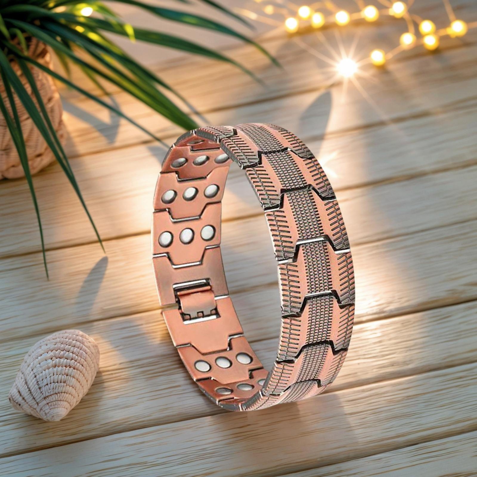 99% Copper Magnetic Bracelet+Ring 3X Arthritis Relief Adjustable w/ Tool & Box