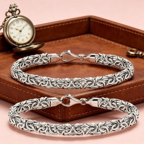 2 Pcs Vintage Byzantine Dragon Link Bracelet Set Retro Hip Hop Unisex Gift