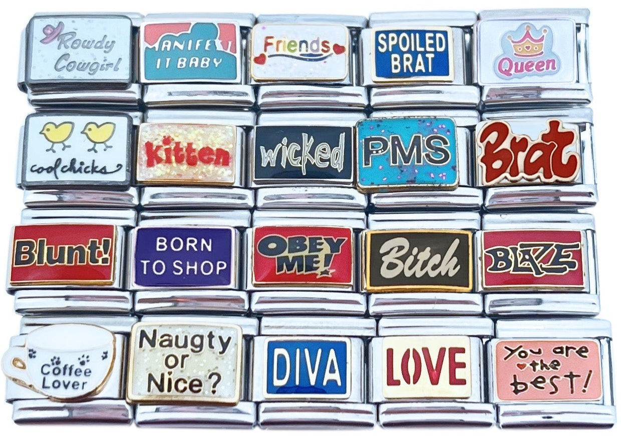 9mm Italian Charms Assorted Sassy Words And Sayings Coffee Friends Shopping (#1)