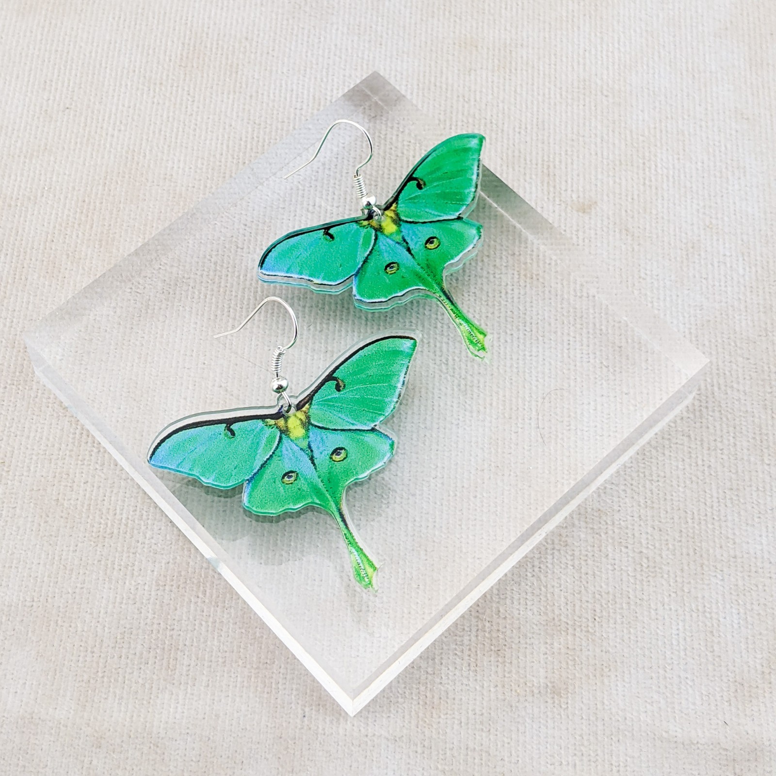 3 pc Luna Moth Silver Drop Earrings & Necklace Fashion Jewelry acrylic gift set