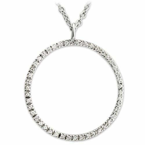 High Polish .925 Sterling Silver Circle Pendant with AAA Grade Clear CZ