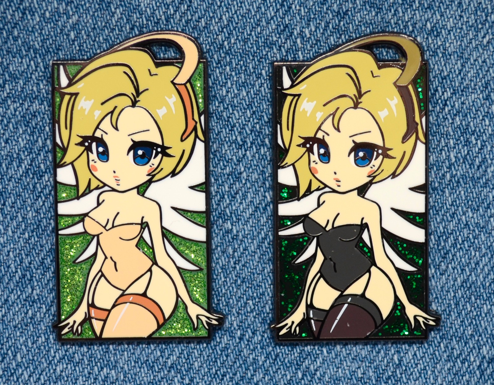 Overwatch Mercy Angela Ziegler Support Cute Chibi Glitter Gaming Enamel Pins